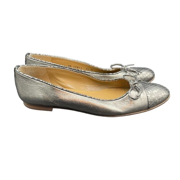 Stuart Weitzman Snake Skin Ballet Shoes Women 7.5 M Lamb Leather Flats Ballerina - Picture 5 of 7
